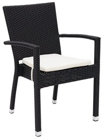 Kerti rattan szék párnával NAPOLI (fekete)