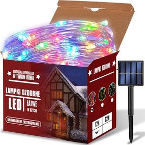 Napelemes Karácsonyi Fényfüzér Kültéri Ünnepekre 100 Led 12M