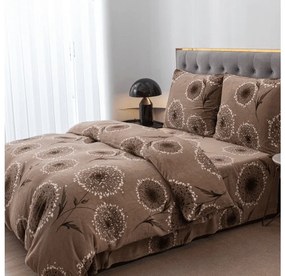 Mikroplüss ágyneműhuzat készlet PAMPELINO világosbarna + mikroplüss lepedő SOFT 90x200 cm fehér, egyszemélyes