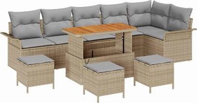 vidaXL Kerti Kanapé Szett párnával 10 pcs Bézs polirattan