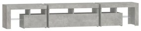 betonszürke TV-szekrény LED lámpákkal 230x36,5x40 cm