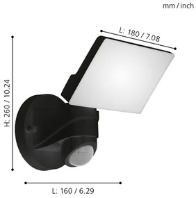 Eglo 98178 - LED Kültéri lámpa érzékelős PAGINO LED/15W/230V IP44