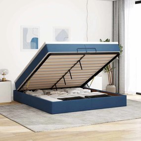 Ottomán ágykeret matracokkal kék 200x200cm szövet