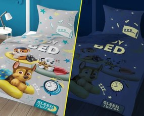 Világító ágynemű PAW PATROL Ready for bed szürke Ágyneműhuzat mérete: 70 x 80 cm | 140 x 200 cm