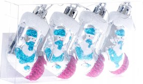 Karácsonyfadísz zokni ezüst-rózsaszín 4 db Karácsony 6 cm