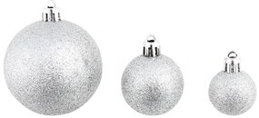 100 darabos ezüstszínű karácsonyi gömb készlet 3/4/6 cm