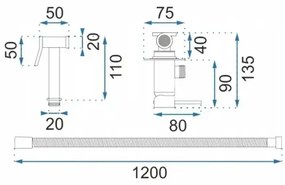 REA-B6311 -Bidé csaptelep kézi zuhannyal, beépített szereléshez LUNGO, szálcsiszolt arany