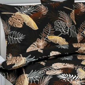 Bellatex Pamut ágynemű Monstera sötétbarna, 140 x 200 cm, 70 x 90 cm
