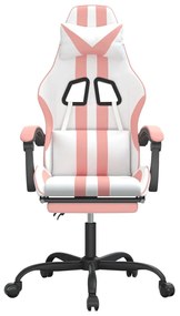 fehér és rózsaszín műbőr forgó játékszék lábtartóval
