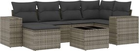 vidaXL 7 részes szürke polyrattan kerti ülőgarnitúra párnákkal
