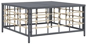 5 részes antracitszürke polyrattan kerti ülőgarnitúra párnákkal