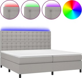vidaXL világosszürke szövet rugós és LED-es ágy matraccal 200x200 cm