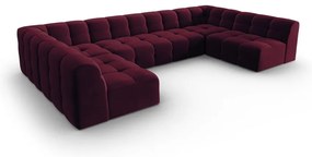 Borvörös bársony sarokkanapé ("U" alakú) Kendal – Micadoni Home