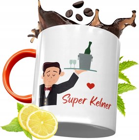 Narancssárga Bögre Pincérnek Ajándék fényképes nyomtatással