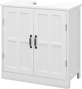 Kleankin Konyhai Mosdó Alatti Szekrény Dupla Ajtóval és Állítható Polccal, Terhelhetőség 20 kg, 60x30x60 cm, Fehér | Aosom