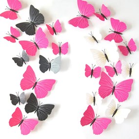 Falmatrica "Műanyag 3D lepkék - fekete" 12 db 6-12 cm