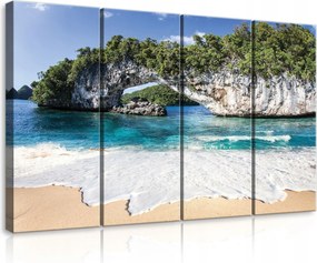 Vászonkép 120x80 Tengerpart Trópusi óceán hullámok homok sziget természet táj paradicsom