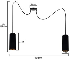 Csillár zsinóron AVALO 2xE27/60W/230V pók fekete