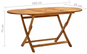 tömör akácfa összecsukható kerti asztal 160 x 85 x 75 cm