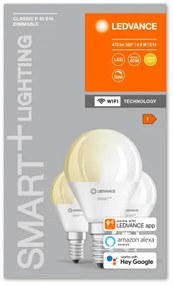 LED lámpa , égő , kis gömb , 3 x E14 , 3 x 4.9W , meleg fehér , dimmelhető , LEDVANCE Smart+ WIFI