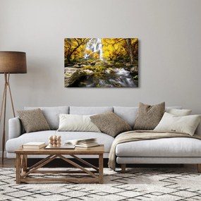 Kép - Vízesések őszi tájban, sárga (90x60 cm)