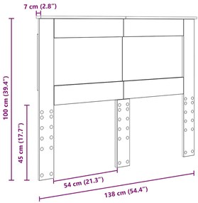 Fejtámla fejtámlával Füstölt tölgy 135 cm Faanyag