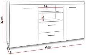 Kombinált komód Rokara (lefkas tölgy) (LED világítás). 1053861