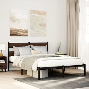 barna tölgy színű fejtámlás ágykeret matrac nélkül 160 x 200 cm
