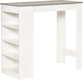 HOMCOM Magas Bistro Asztal 4-Szintes Polccal Modern Melamin Konyhai Bar Asztal Étkezőhöz, Nappaliba 115x50x102,7 cm Fehér és Szürke | Aosom