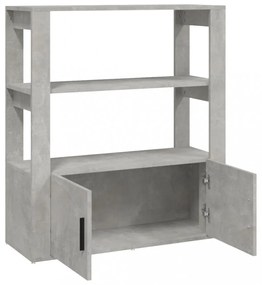 betonszürke szerelt fa tálalószekrény 80x30x90 cm