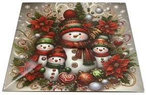 Karácsonyi műanyag dekor tálca szögletes 30x2 cm hóemberes