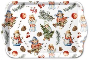 Karácsonyi műanyag kistálca 13x21 cm Playing outside