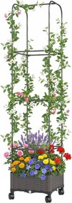 Outsunny emelt virágláda ráccsal, kerekezhető, leeresztőnyílással, 40 x 40 x 185 cm | Aosom