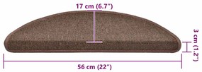 20 db-os lépcsőszőnyegek 56 x 17 x 3 cm kávébarna félkör alakú