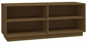 mézbarna tömör fenyőfa cipőszekrény 110 x 34 x 45 cm
