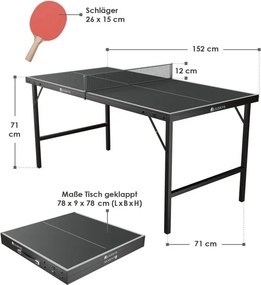 Összecsukható mini pingpongasztal kiegészítőkkel 152 x 71 cm