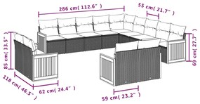 13 részes szürke polyrattan kerti ülőgarnitúra párnákkal