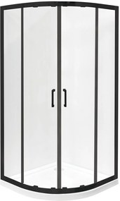Besco Modern Black zuhanykabin 90x90 cm félkör alakú fekete matt/átlátszó üveg MPB-90-190-C