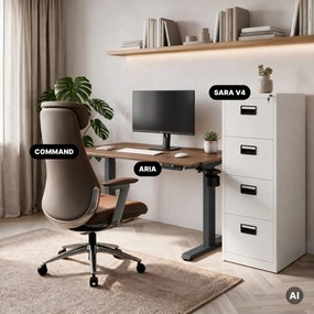 Elektromos íróasztal magasságállítással ergonomikus antracit/dió,1200x600 mm: ARIA