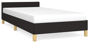 fekete szövet ágykeret fejtámlával matrac nélkül 90x190 cm