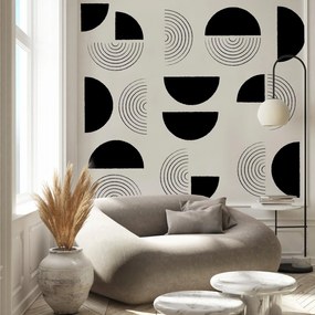 Fotótapéta – Absztrakt fekete-fehér körök (147x102 cm)