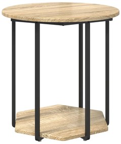 2 db-os oldalsó asztal Sonoma tölgyből, mérnöki fából és fémből