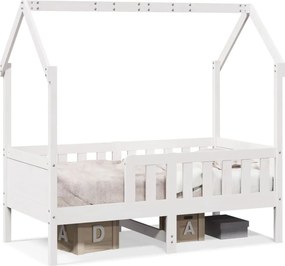 vidaXL fehér tömör fenyőfa házikó gyerekágykeret 70 x 140 cm
