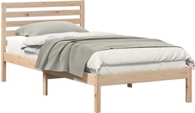 vidaXL Ágykeret fejtámlával Barna 90 x 200 cm Tömör fenyőfa