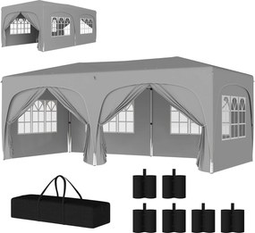 Outsunny Pavilon kb. 3x6m, vízálló stabil télen is használható gyorsan felállítható összecsukható pavilon, UV védelem 50+, összecsukható parti sátor k