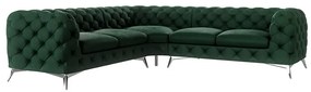 Sötétzöld bársony sarokkanapé Chelsea – Ropez