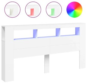 fehér szerelt fa LED-es fejtámla 200 x 18,5 x 103,5 cm