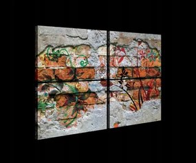 Vászonkép 120x80 Street art graffiti tégla virágok kontraszt textúra modern