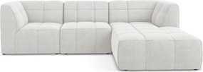 Fehér buklé sarokkanapé (jobb oldali-heverő résszel) Aloha – Makamii