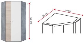 SIGMAR 4 gyerekszoba, beton/fehér/tölgy